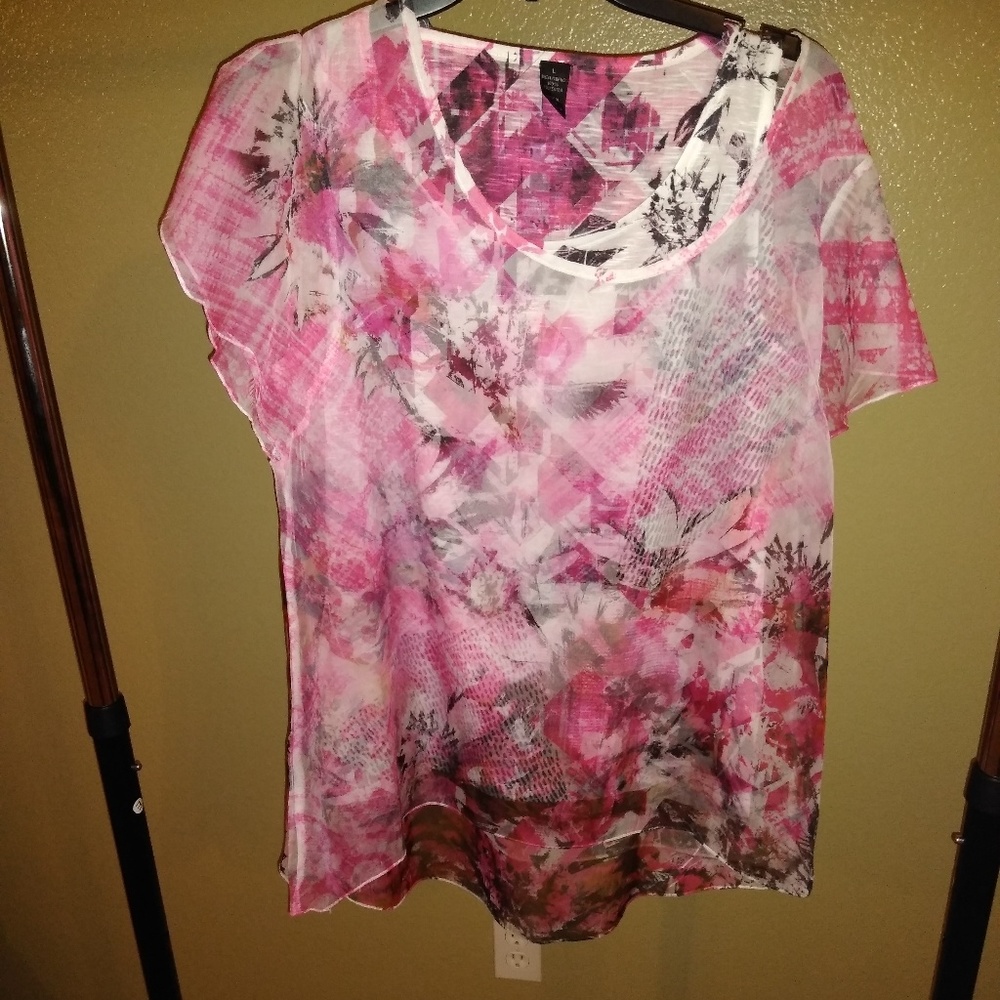 Tank with sheer cover up Pink